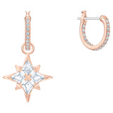 Swarovski Symbolic Hoop Earrings, Star, White, Rose Gold-Tone Plated-5494337