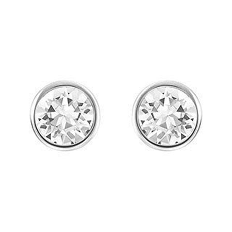 Swarovski Clear Crystal Solitaire Studs Pierced Earrings Rhodium #5101338