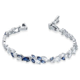 Swarovski Louison bracelet Leaf, Blue, Rhodium plated -5536548