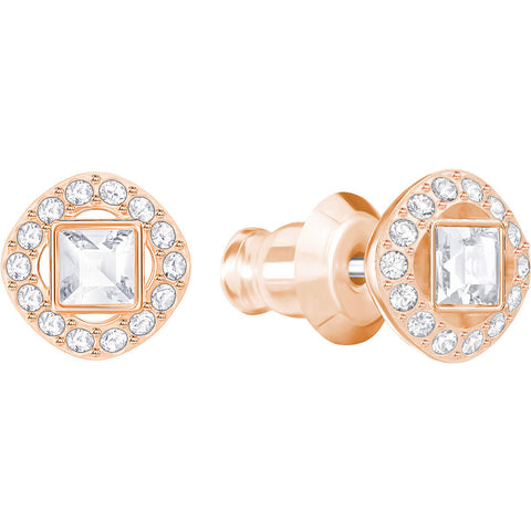 Swarovski Clear Crystal ANGELIC SQAURE Pierced Earring, Rose Gold -5352049