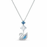 SWAROVSKI Women's Dazzling Swan Necklace, Blue, Rhodium plated -5530625
