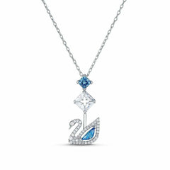 SWAROVSKI Women's Dazzling Swan Necklace, Blue, Rhodium