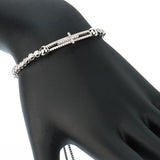 Contemporary Modern Gold Bracelet with Moving Cross Sterling Silver CZ