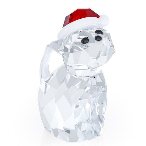Swarovski Crystal Christmas Figurine CAT WITH SANTA'S HAT #5060448